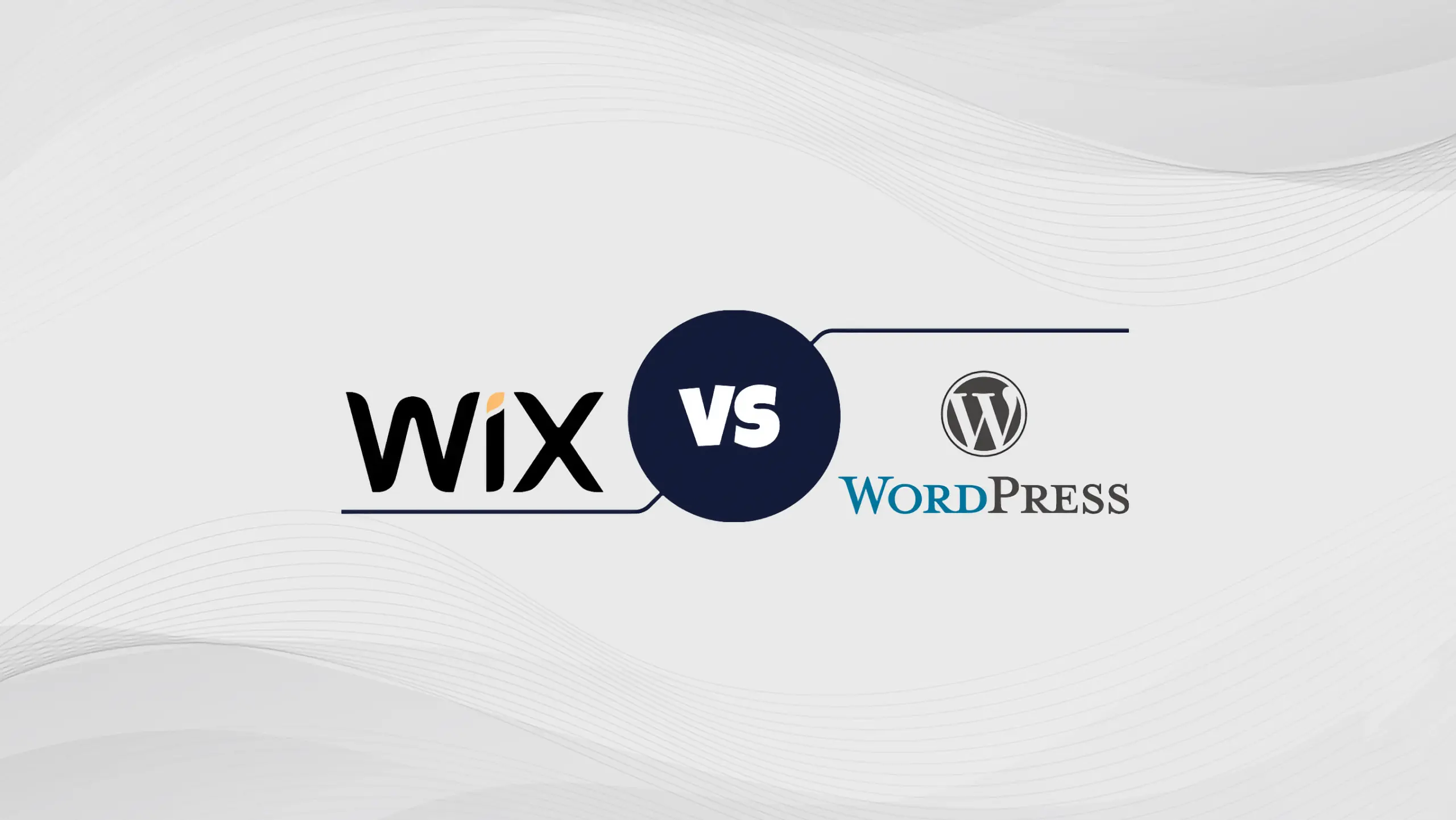 Grafika porównująca logotypy WordPress i Wix, symbolizująca wybór platformy dla strony firmowej.